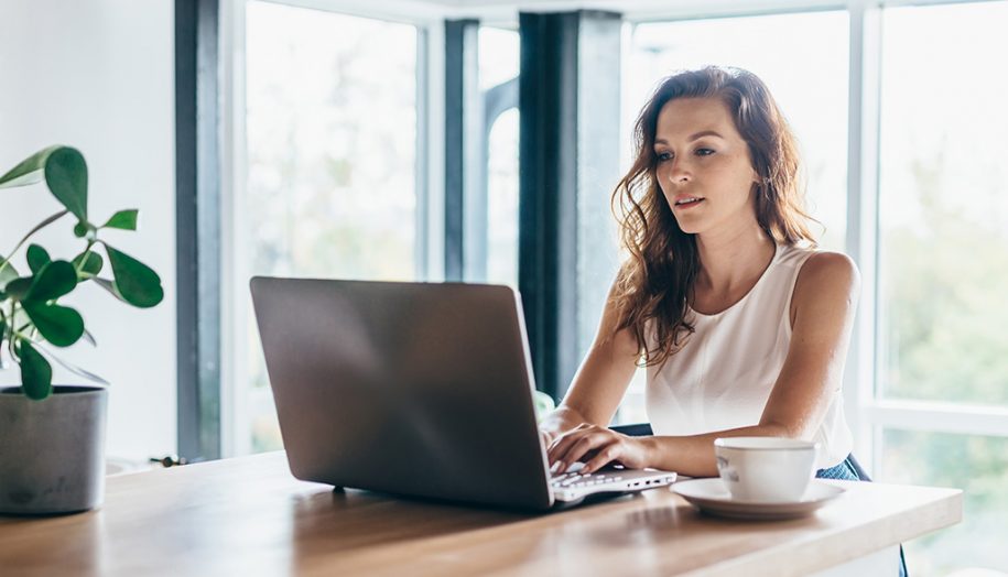 Woman using a laptop